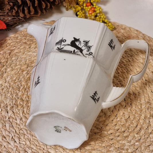 Gebrüder Benedikt Art Deco porcelain pitcher with black deer, Czechoslovakia – photo 2