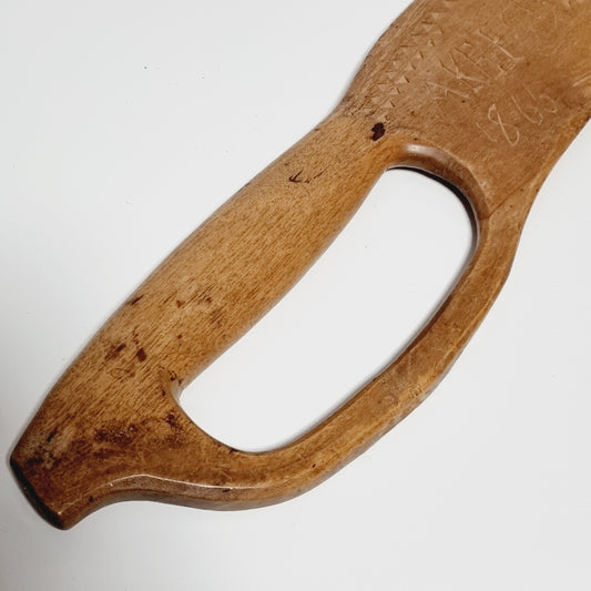 Antique Swedish skäkta flax scutching knife with chip carving – photo 2