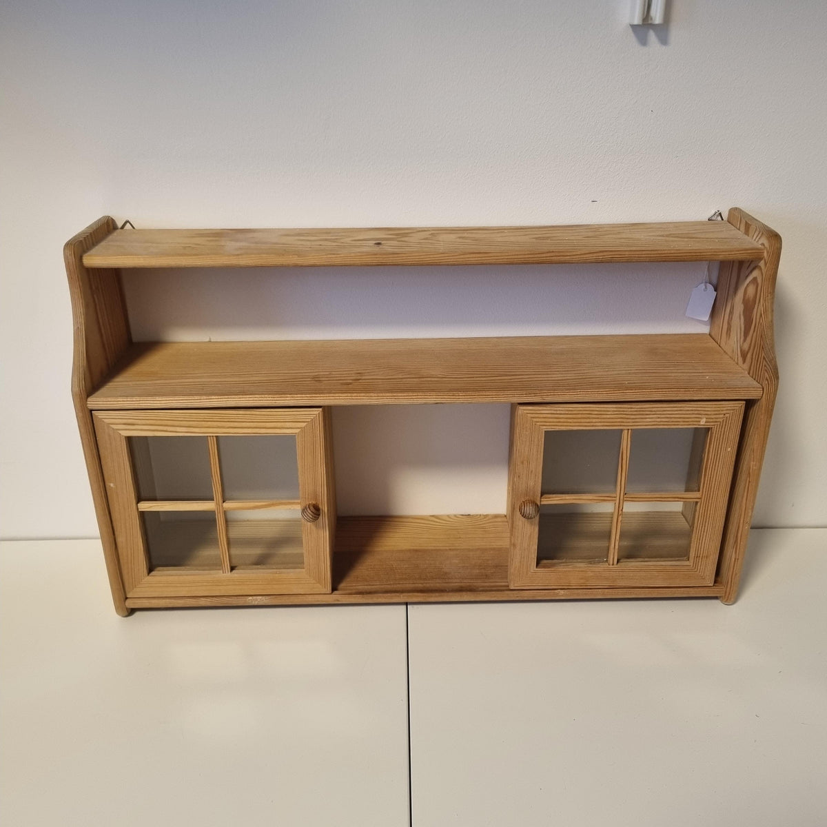 Swedish pine wall cabinet with sliding glass doors – photo 9