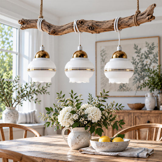 Swedish opaline pendant lights, set of 3, white milk glass with brass