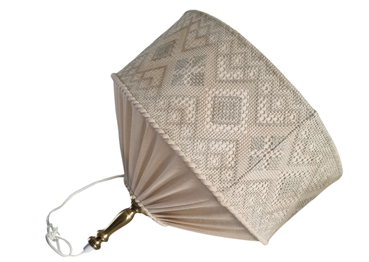 Mid-Century Modern Pendant Lamp – Pleated Linen and Lace, Sweden