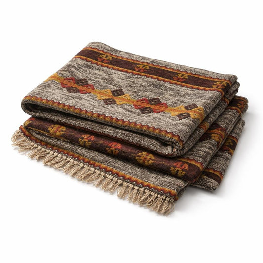 Handwoven Decorative Textile – Rustic Cottage Style Bench Throw, Scandinavian Folk Art Runner