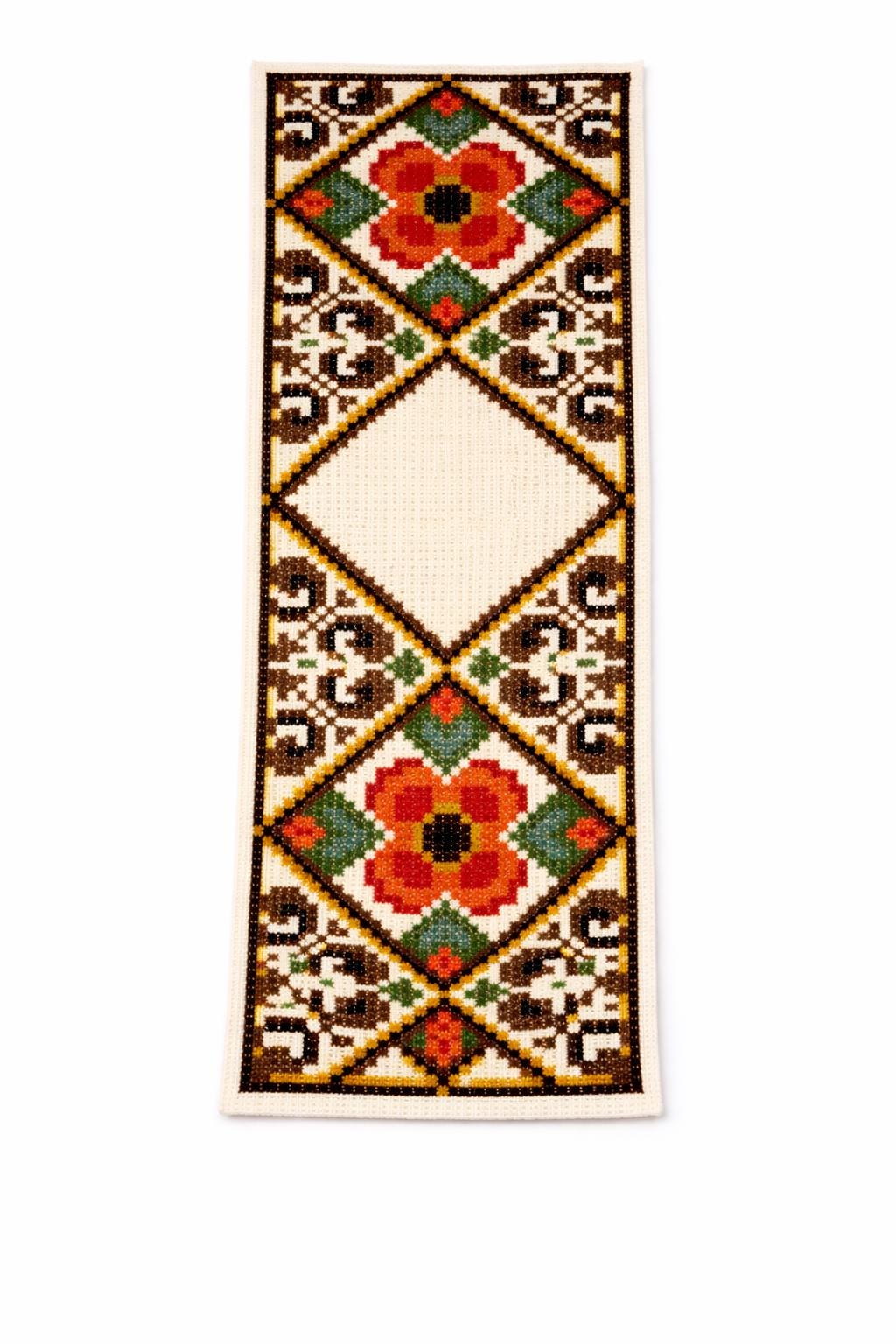 Needlepoint Wall Hanging Table Runner Set Floral Folk Art Cross Stitch Sweden