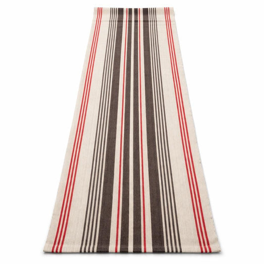Swedish Handwoven Table Runner Set of 2, Red Striped Scandinavian Farmhouse Cottage Decor