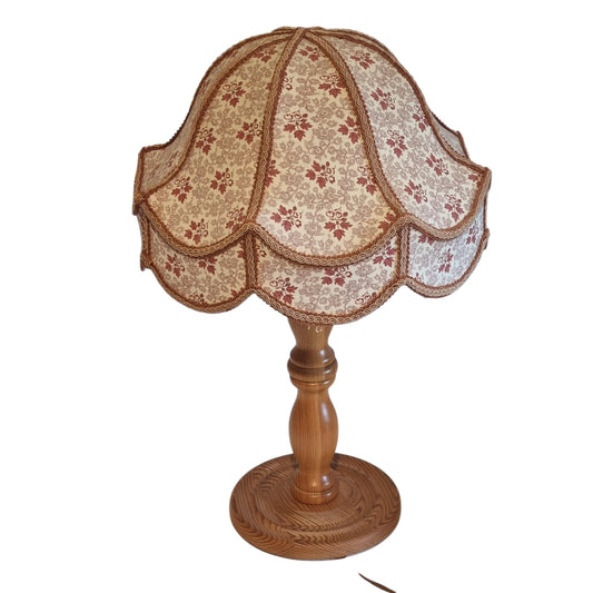 Pine Table Lamp Floral Scalloped Shade Swedish Cottage Bedside Light Markslöjd