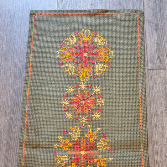 Set of 3 Vintage Embroidered Wall Hangings – Mid Century Folk Art Textile Decor