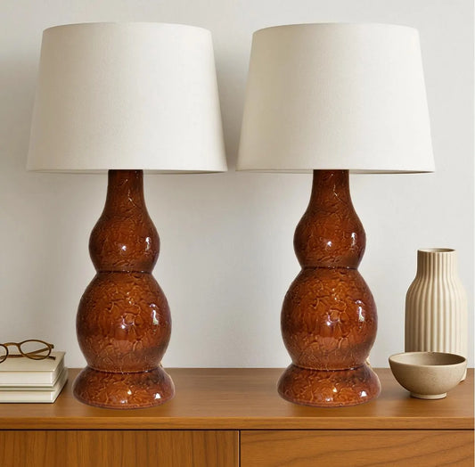 Vintage Scandinavian Ceramic Table Lamps – Signed Töreboda Keramik Pair, Mats Birgersson 1960s, authentic vintage charm.