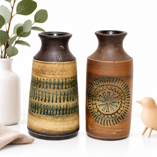 Tomas Anagrius vase pair, Swedish mid century stoneware, photo 2