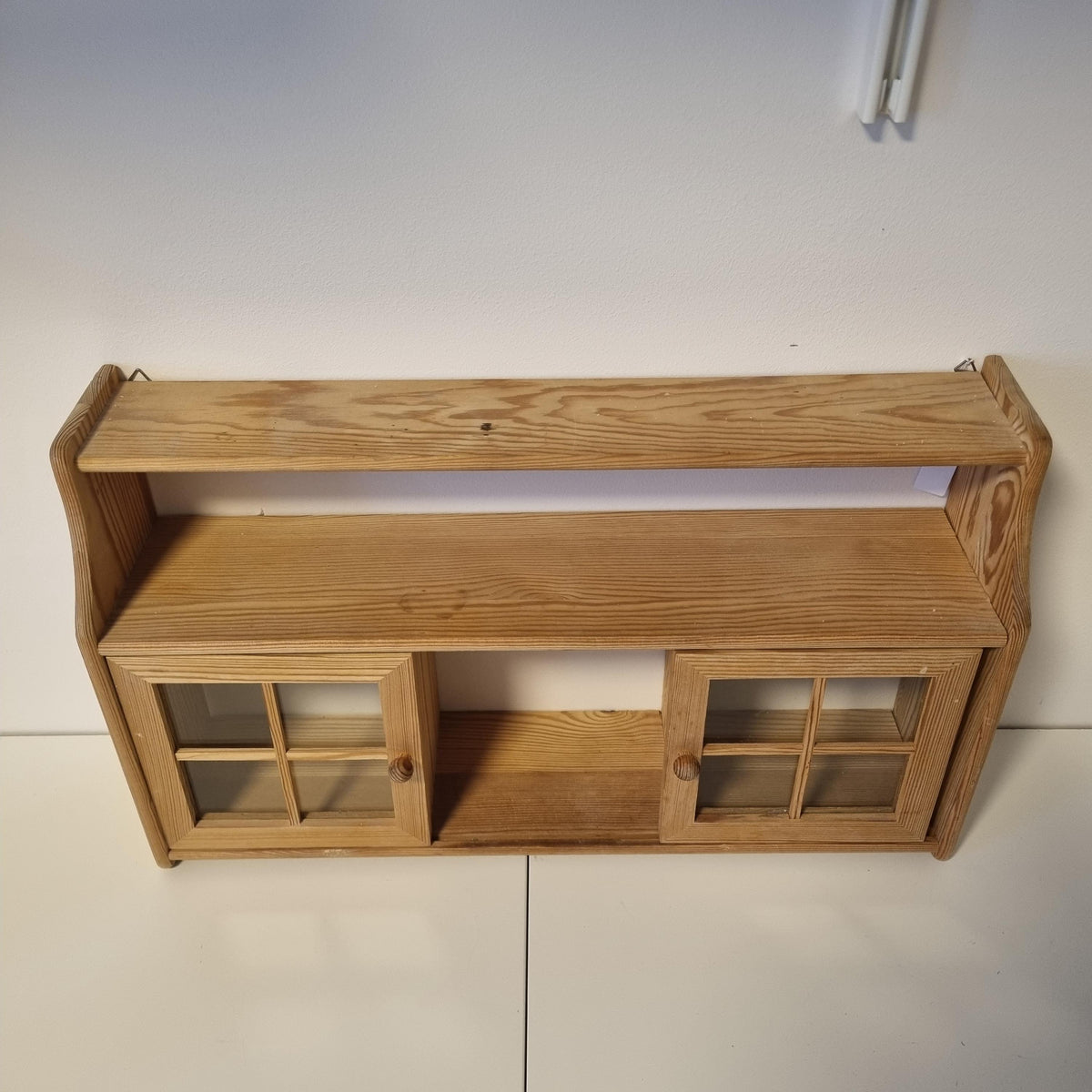 Swedish pine wall cabinet with sliding glass doors – photo 5