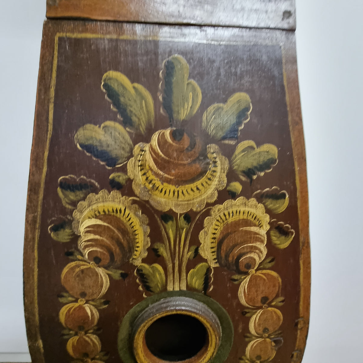 Antique 1829 Swedish Mora clock, original painted pine case with floral folk decoration