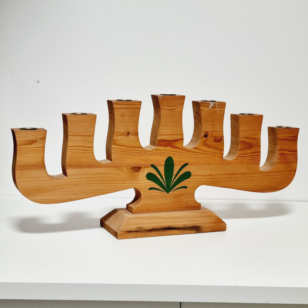 Stig Jonsson seven-arm pine candle holder, front view