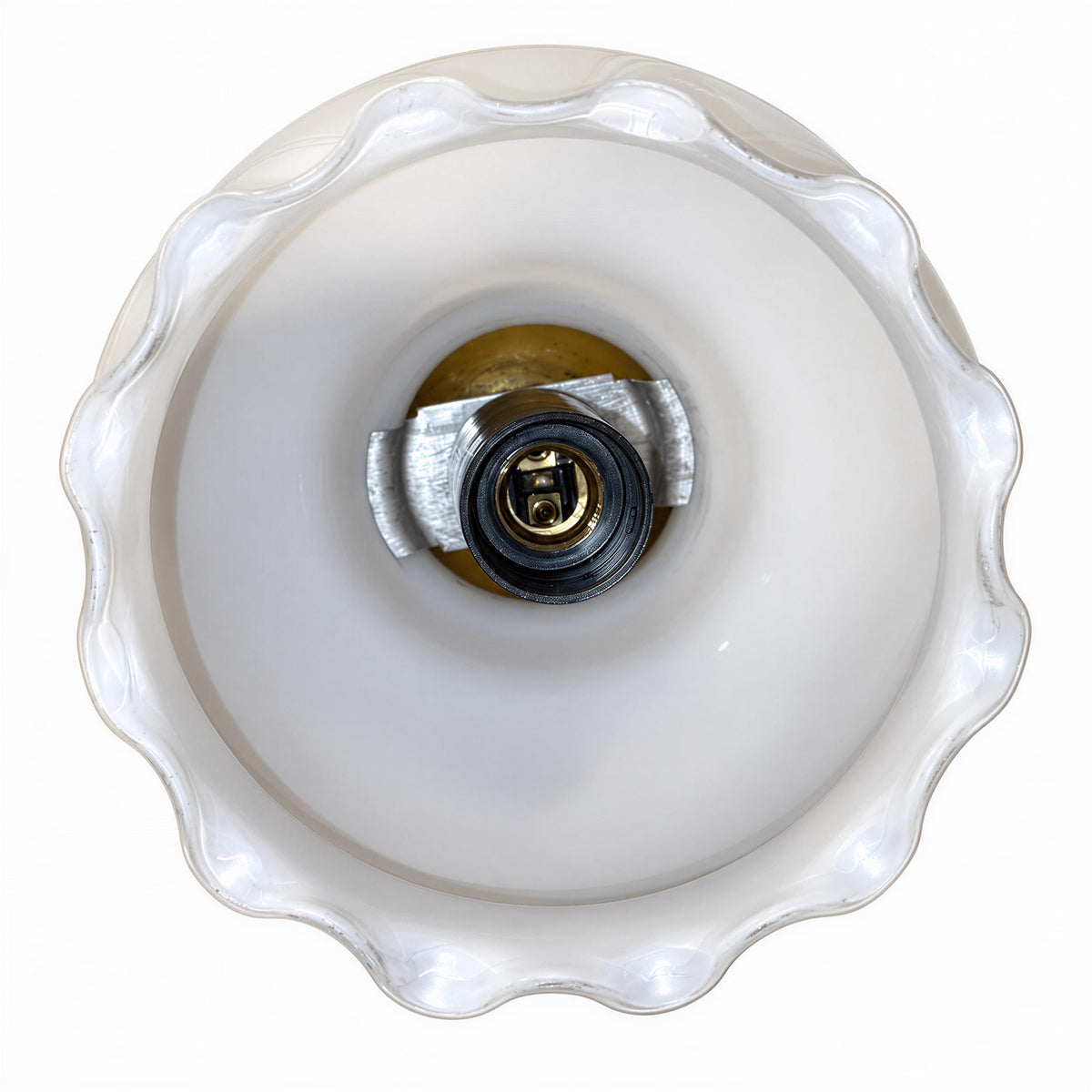Swedish opaline pendant lights, set of 3, white milk glass with brass – photo 9