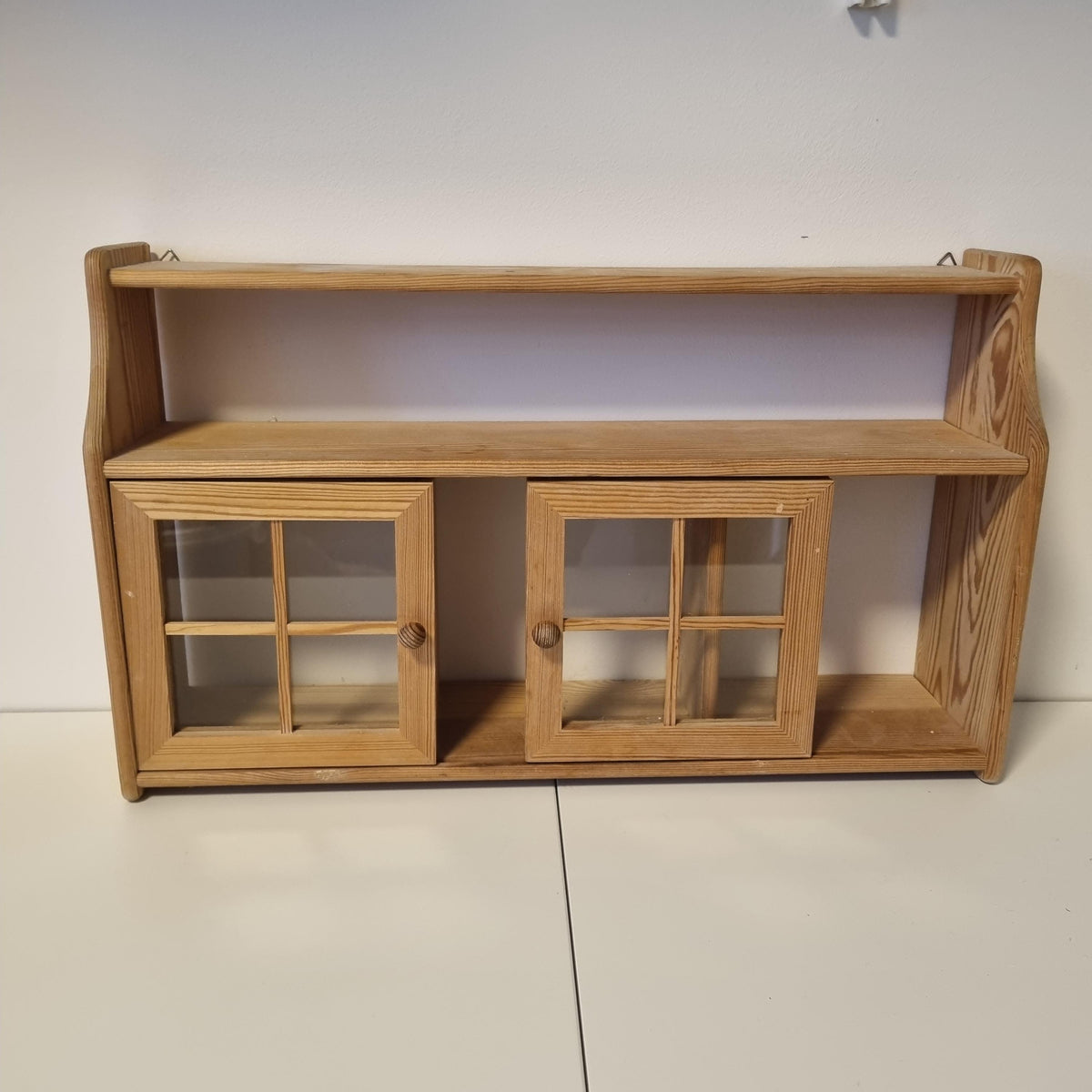 Swedish pine wall cabinet with sliding glass doors – photo 8