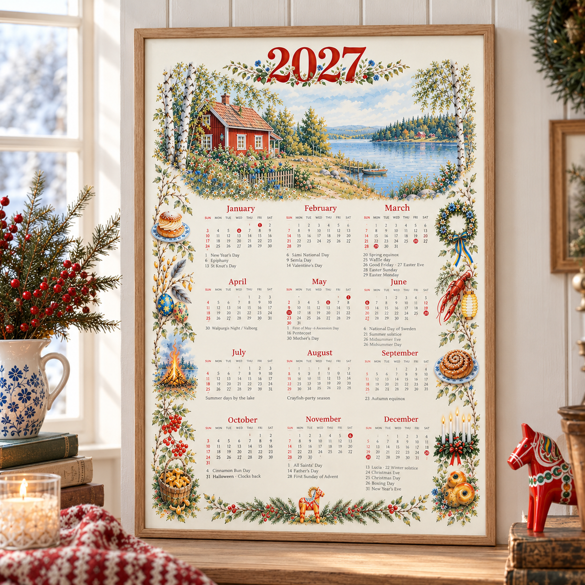 2027 Scandinavian Wall Calendar – Swedish Holidays & Traditions