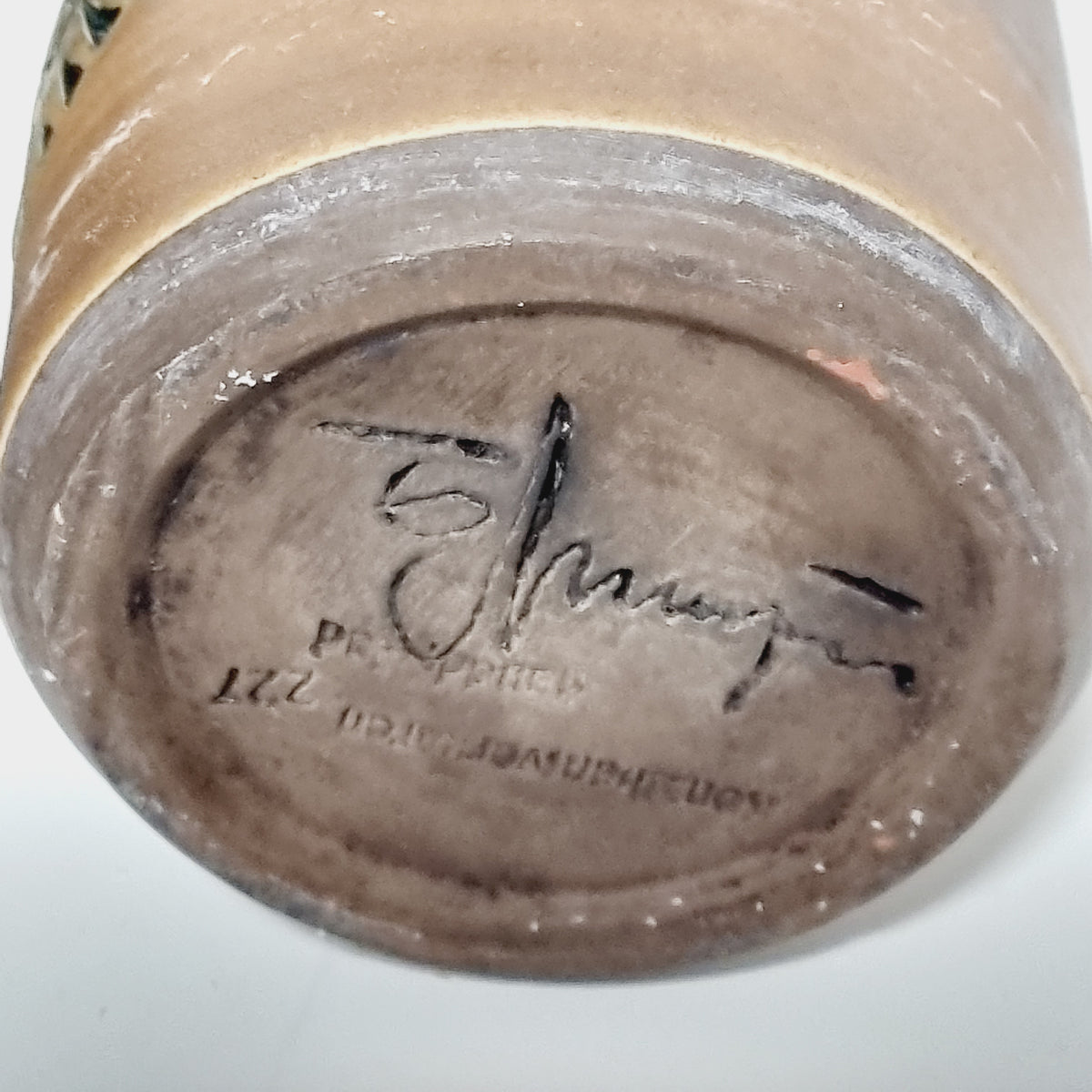 Anagrius signature on the base of the Swedish stoneware vase