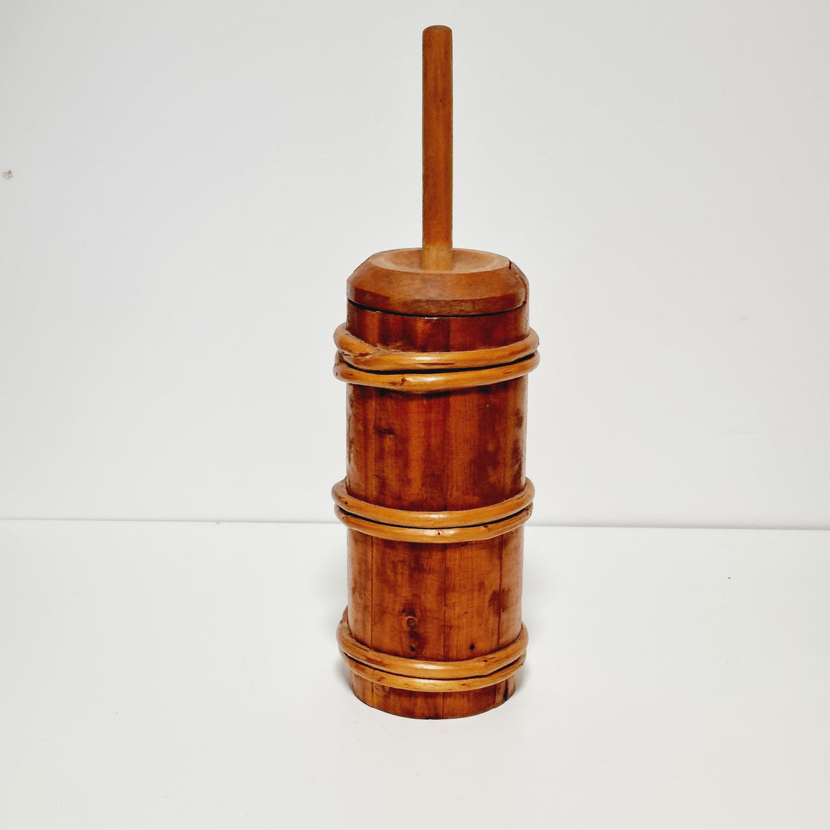 Swedish miniature wooden butter churn with dasher