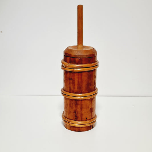 Swedish miniature wooden butter churn with dasher