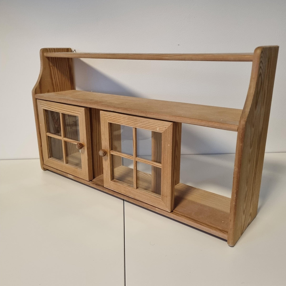 Swedish pine wall cabinet with sliding glass doors – photo 3