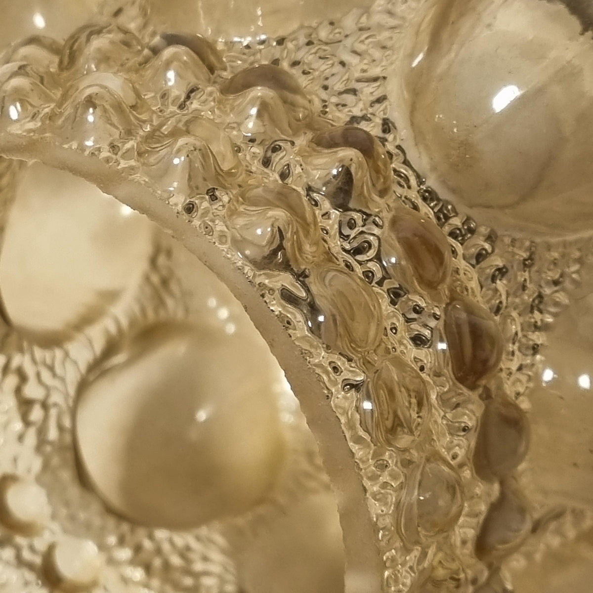 Pair of 1960s Swedish bubble glass pendant lights with brass-tone fittings – photo 4