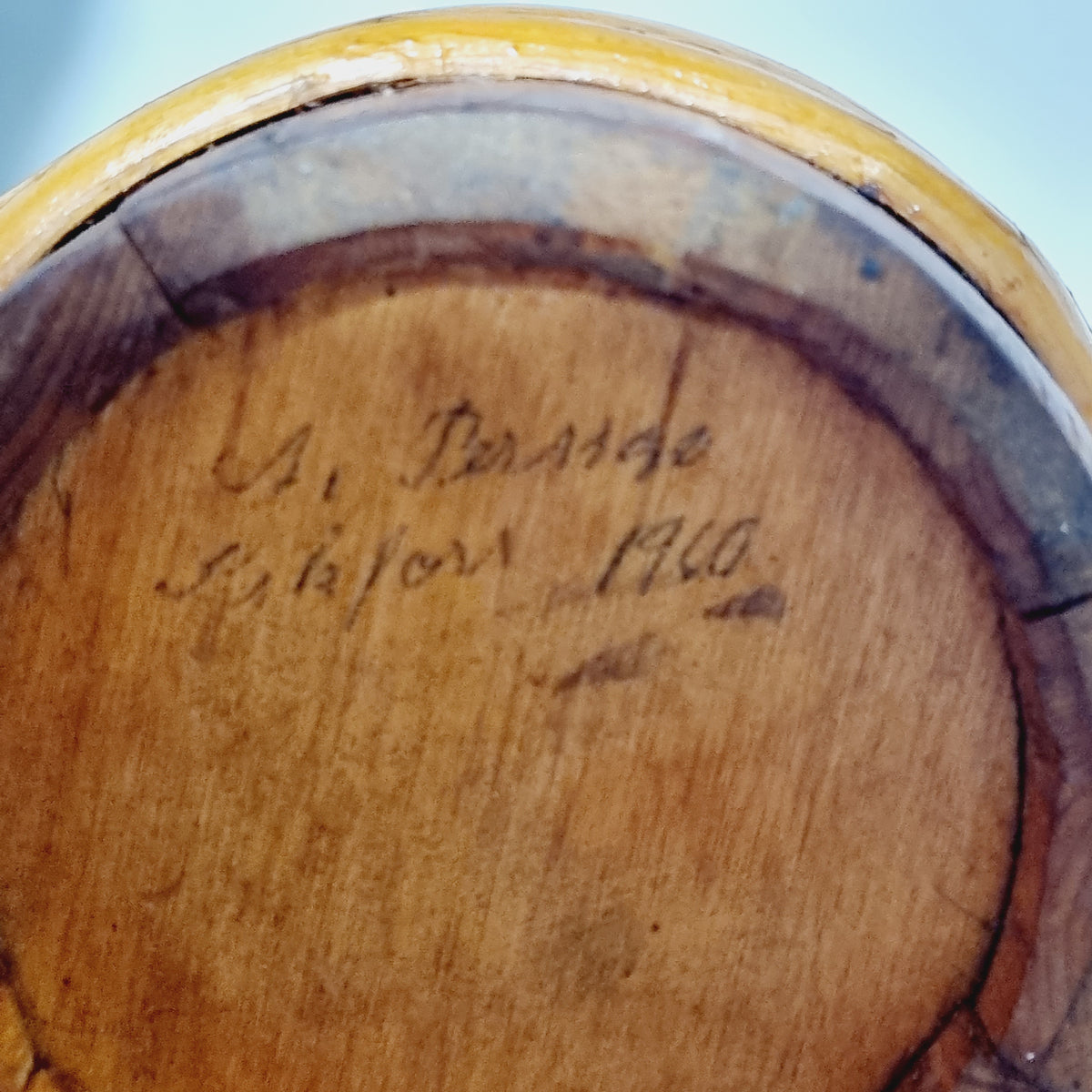 Pencil signature A. Persson Sikfors 1960 on churn base