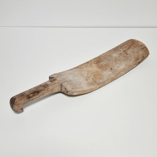 Antique Swedish flax scutching knife, hand carved wooden skäkta with hooked handle