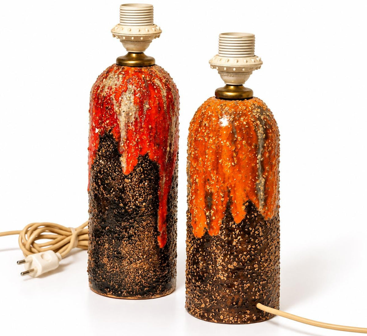 Pair of West German fat lava ceramic table lamps, 1970s, UK 74 – photo 4