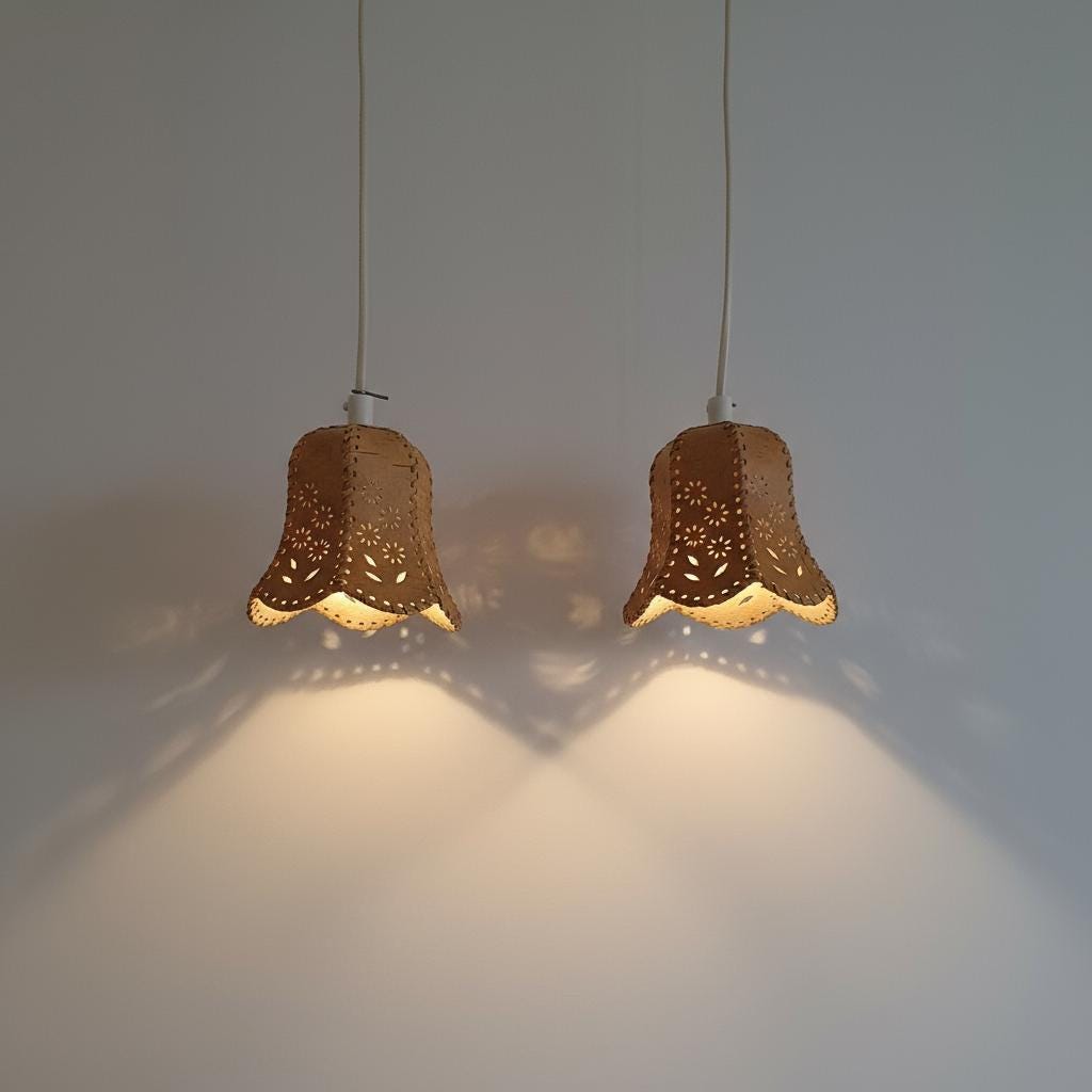 Hand-carved woven birch bark pendant light, Scandinavian hanging lamp – photo 7