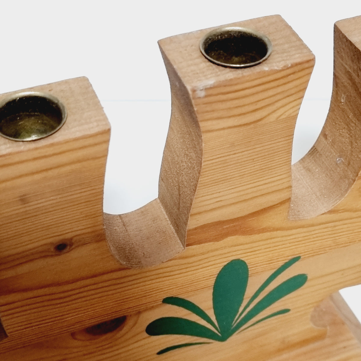 Wave-shaped pine body and stepped base of Swedish seven-arm candelabra