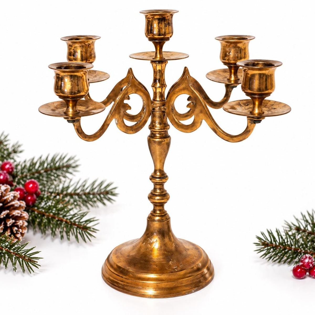 Scandia Malm five-candle scroll candelabra, Karlshamn, Sweden