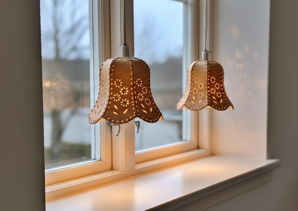 Hand-carved woven birch bark pendant light, Scandinavian hanging lamp