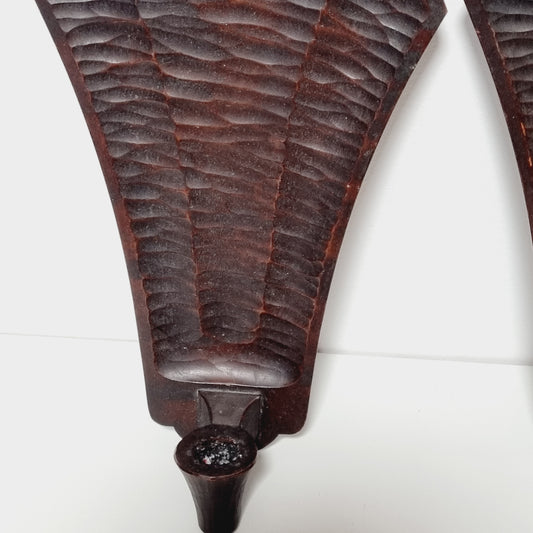Close-up of gouge carved texture on Steneby wooden wall sconce