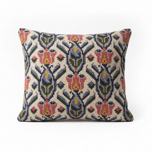 Antique Swedish Embroidered Pillow – Handwoven Folk Art Cushion with authentic vintage charm, Scandinavian mid-century modern, timeless charm