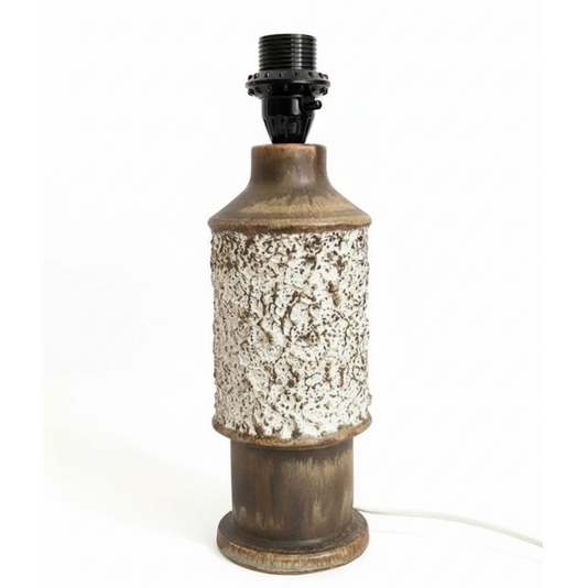 Brutalist Ceramic Table Lamp – Bruno Karlsson for EGO Stengods Atelje, Sweden 19 — vintage Scandinavian mid-century lamp, handmade in Sweden