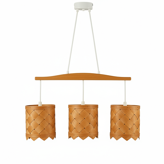 Handwoven Pine Pendant Lamp – Rare Mid-Century Modern Scandinavian Light Fixture with timeless charm and vintage Scandinavian decor style