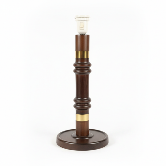 Vintage Scandinavian Table Lamp – 45 cm Teak Wooden Lamp with Brass Details, authentic vintage, one-of-a-kind pieces, Timeless Charm