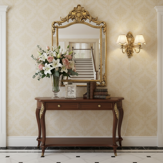 Vintage Brass Wall Sconce with Double Fabric Shades, Elegant Classic Wall Lamp, Antique Style Lighting for Living Room or Hallway, Timeless Charm