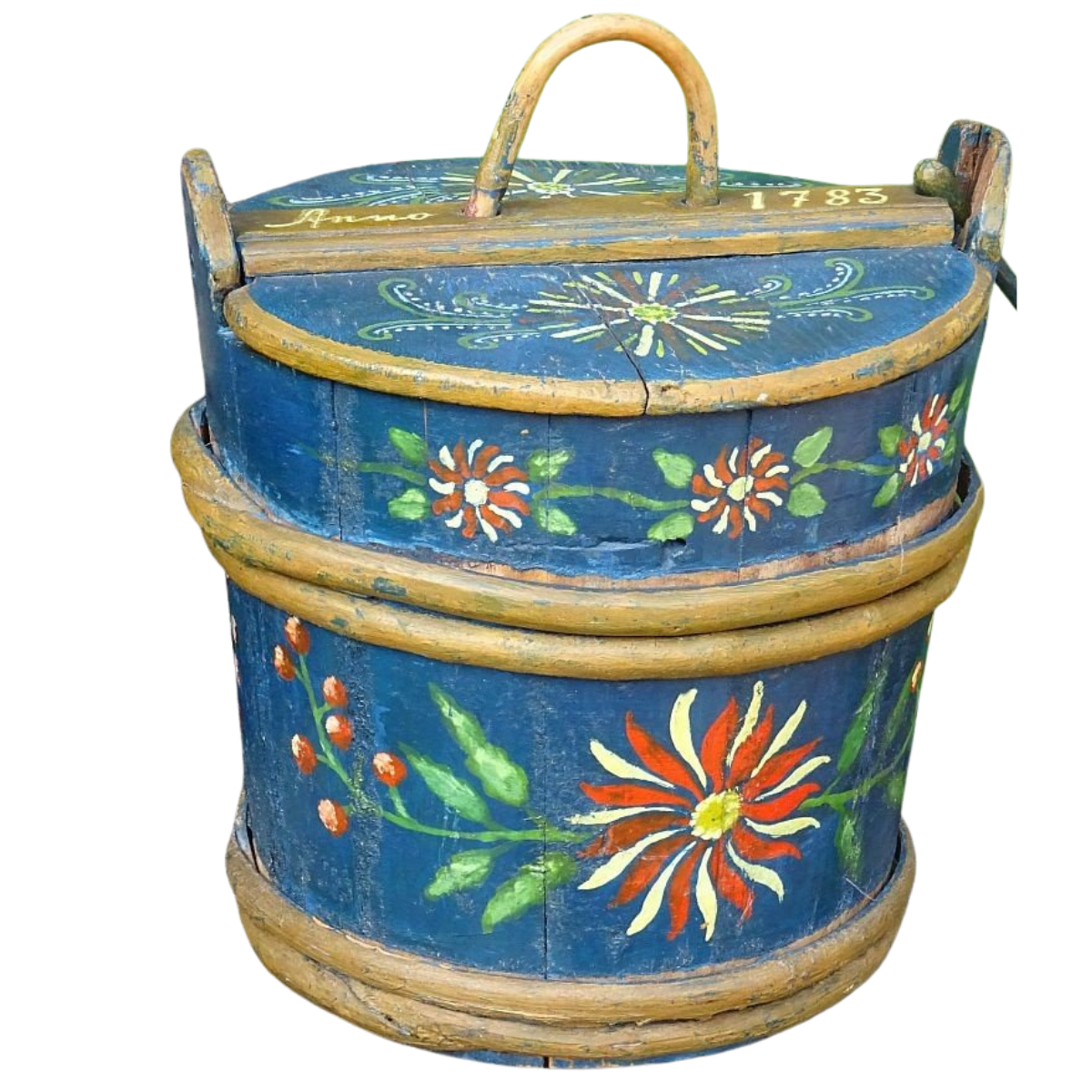 Antique Swedish Folk Art Painted Wooden Box – Hand-Painted Floral Storage Chest, Dated 1783, authentic vintage, timeless charm