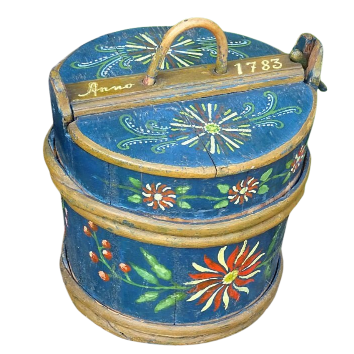Antique Swedish Folk Art Painted Wooden Box – Hand-Painted Floral Storage Chest, Dated 1783, authentic vintage, timeless charm