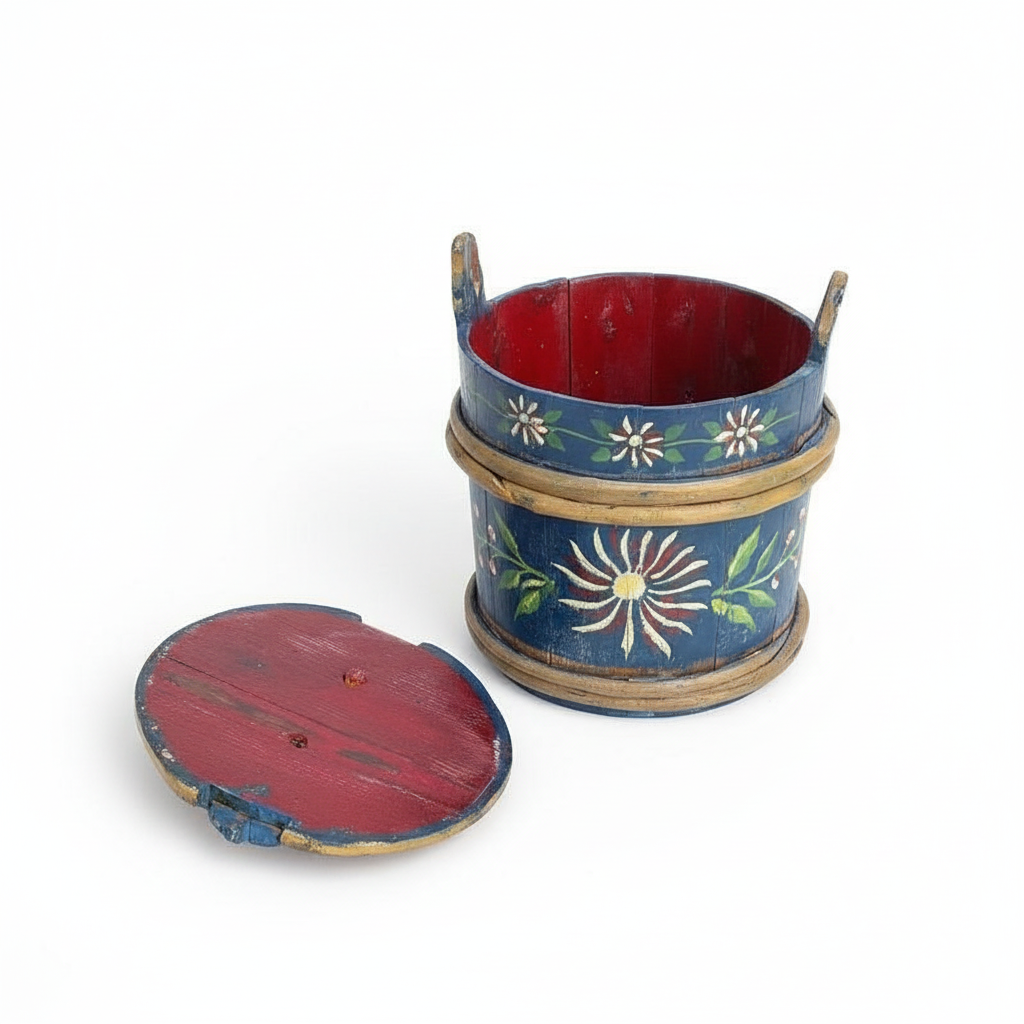 Antique Swedish Folk Art Painted Wooden Box – Hand-Painted Floral Storage Chest, Dated 1783, Authentic vintage, Timeless Charm