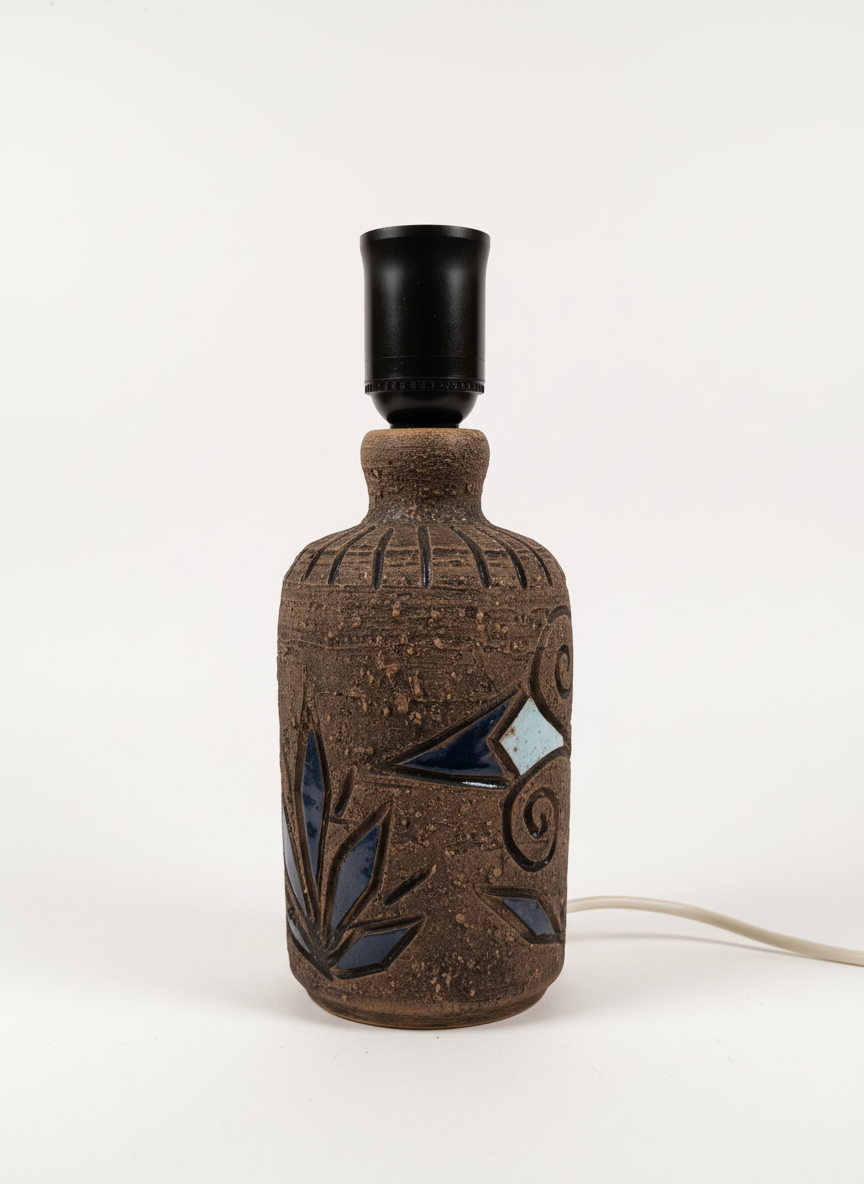 Brutalist Ceramic Table Lamp Base – Handcrafted Mid-Century Studio Pottery with authentic vintage charm and timeless appeal.