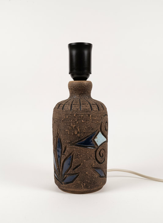 Brutalist Ceramic Table Lamp Base – Handcrafted Mid-Century Studio Pottery with authentic vintage charm and timeless appeal.