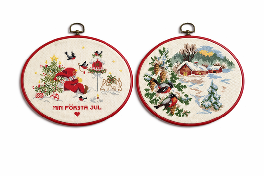 Vintage Scandinavian Christmas Embroidery Set – Santa Cross Stitch Wall Art, Nordic Holiday Decor with timeless charm