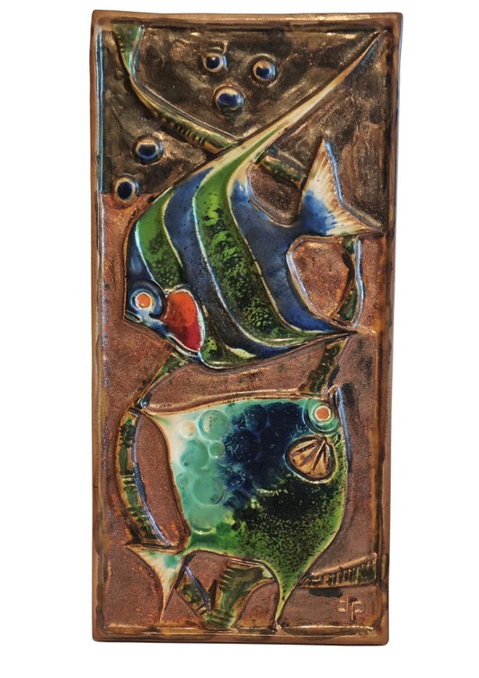 Fish Wall Plaque – Mid Century Ceramic Art Tile, Scandinavian Stoneware Relief by Danny Petrus for Tilgmans, Sweden __etsy:8194527369
