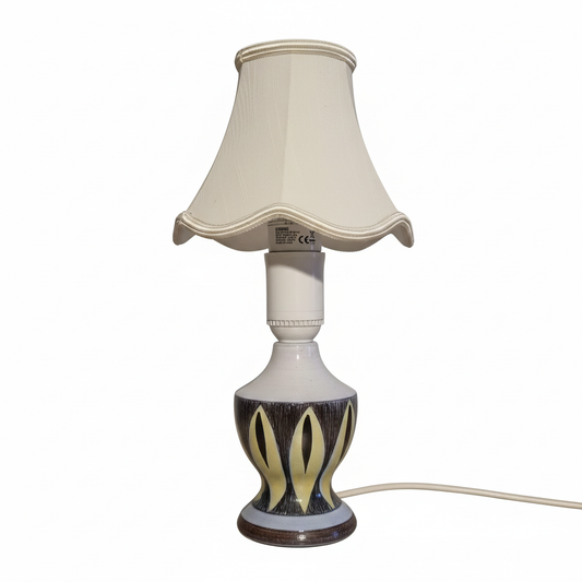 Hand-Painted Ceramic Table Lamp: Mid-Century Swedish Allingsås Style, authentic vintage piece with timeless charm