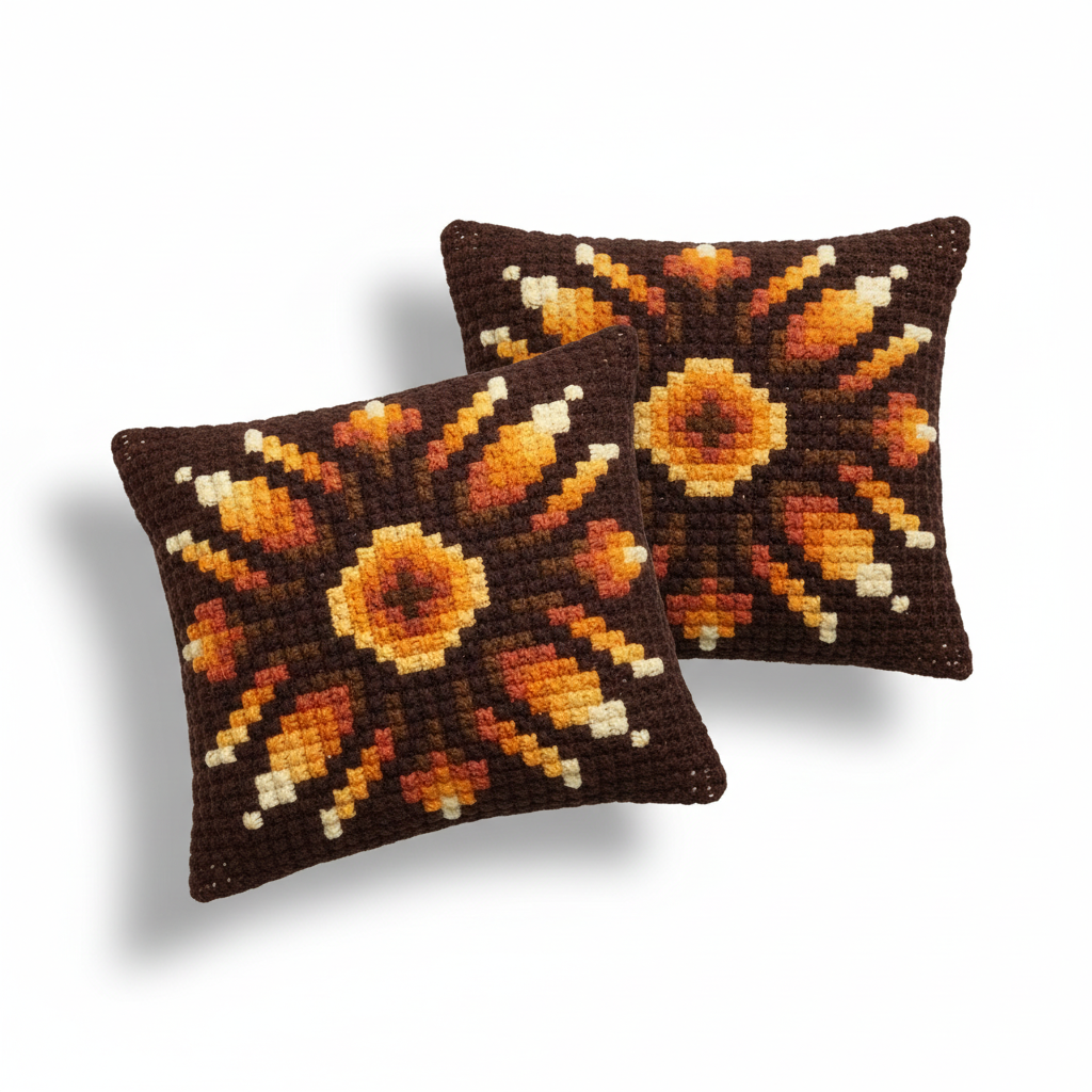 Scandinavian Folk Art Cushions Vintage Handwoven Swedish Textile Pillows featuring authentic vintage mid-century modern charm.