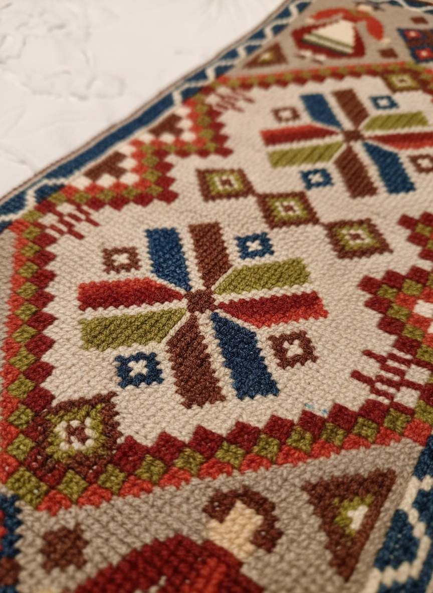 Vintage Scandinavian Folk Art Wall Textile – Handwoven Swedish Runner with Traditional Motifs, authentic vintage, timeless charm