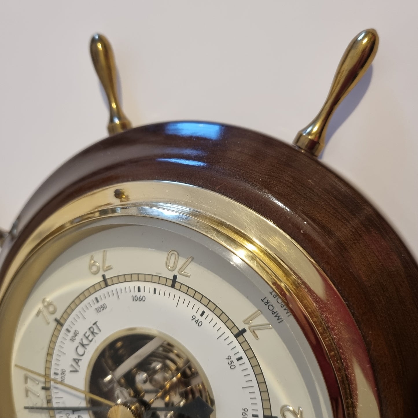 Vintage Nautical Wall Barometer – Mahogany & Brass Weather Instrument showcasing timeless charm and authentic vintage mid-century modern style
