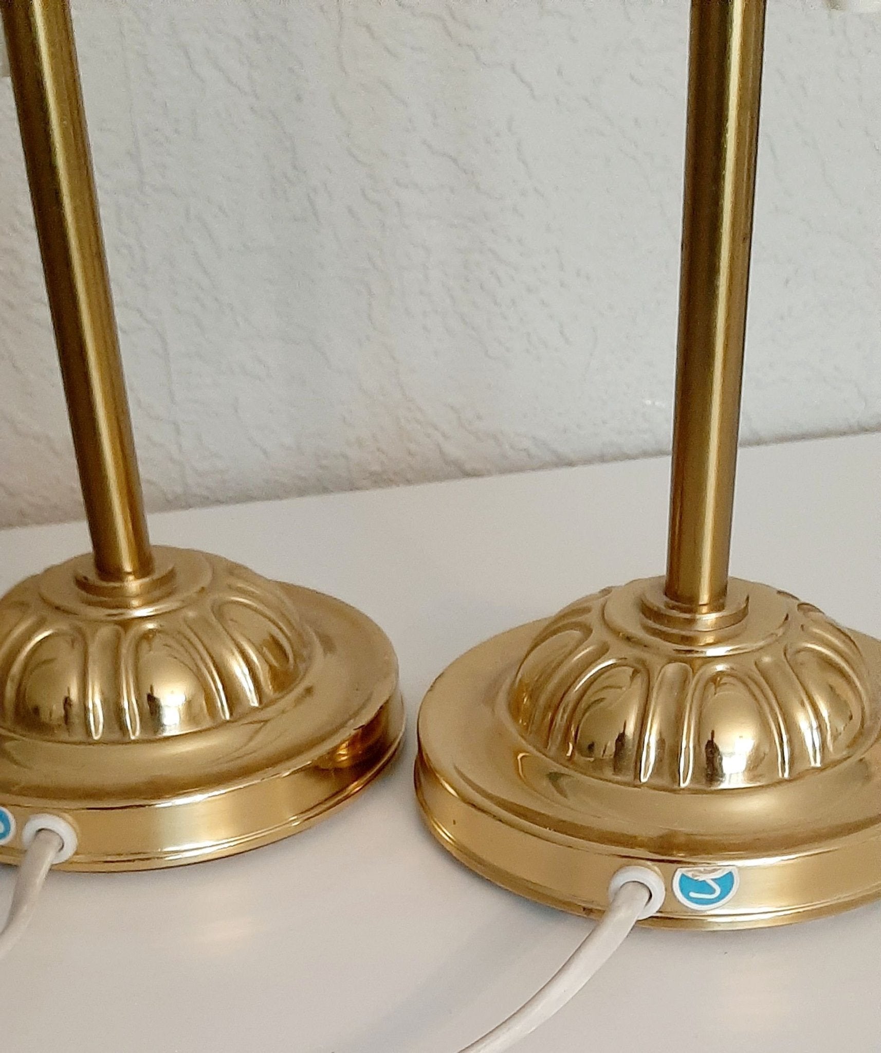 Vintage Brass Table Lamps with Lace Shades – Matching Pair, 59cm | Cottagecore Bedside Lighting, Timeless Charm, authentic vintage