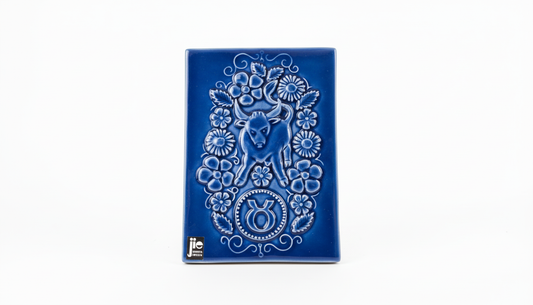 Vintage Swedish Zodiac Wall Plaques – JIE Gantofta by Aimo Nietosvuori – Taurus, Virgo, Scorpio in deep blue ceramic design