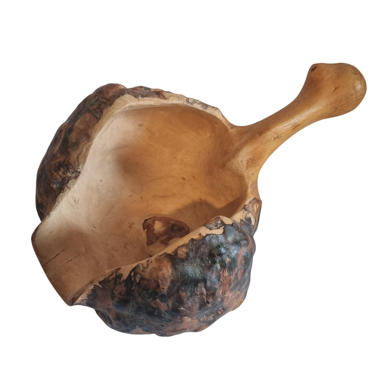 Hand-carved Swedish burl wood free-form bowl with knotholes – photo 4